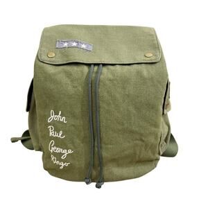 NWOT Junk Food Olive Green The Beatles Sgt. Peppers Canvas Backpack Flap Closure